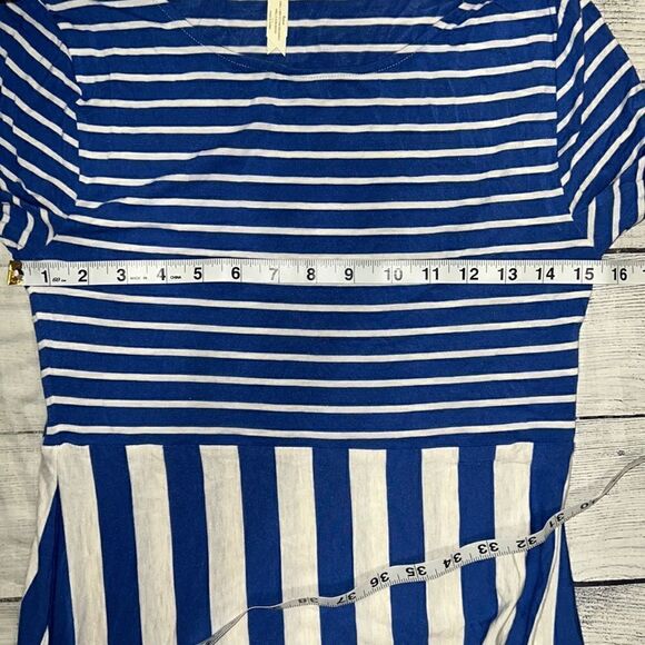 Matilda Jane Clothing MJ Blue White The Road Ahead Elbow-Sleeve Maxi Dress sz S - Picture 7 of 8